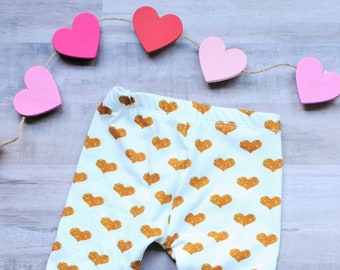 Herzen Leggings, Valentinstag Leggings, Gold Glitter Herzen, Valentinstag Outfit, Valentinstag Kinder, Baby Valentine Outfit, Valentinstag Geschenk