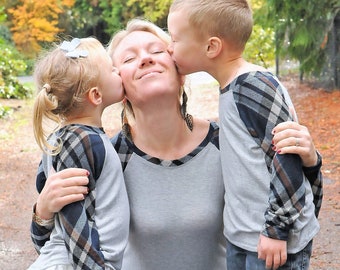 Mommy and Me Outfit, Mother Son Outfit, Mother Baby Plaid Shirts, Plaid Raglan, Family Plaid, Mommy and Me Plaid, Brother Sister Shirts