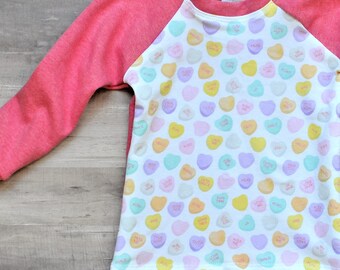 Valentine Sweater, Candy Hearts Sweater, Valentine Girl, Valentine's Baby, Valentine's Pullover, Conversation Hearts Baby, Hearts Baby Girl