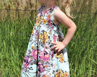 Maxi Dress, Baby Maxi Dress, Floral Maxi Dress, Racerback Dress, Wildflower Dress, Mint Floral, Tank Maxi Dress, Wildflower Baby Clothes