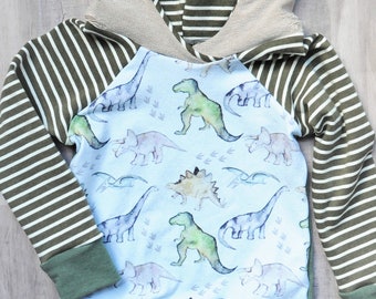 Boys Autumn Long Sleeve Strip Dinosaur Hoodie Toddler Outwear Clothes
