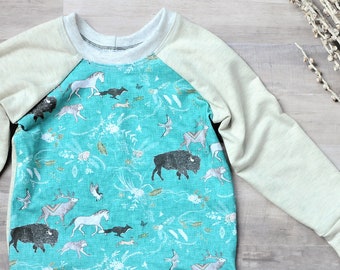 Baby Sweater, Baby Pullover, Horse Sweater, Bison Baby Clothing, Bison Sweater, Wolf Baby Sweater, Wolf Baby Clothing, Wildlife Baby Clothes