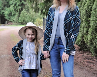 Mommy and Me Cardigans, Plaid Cardigan, Cocoon Cardigan, Mommy and Me Plaid, Matching Mother Daughter, Mommy Baby Matching, Mommy Me Outfits