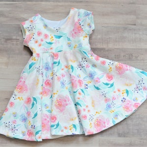 Easter Dress, Pastel Easter Dress, Easter Floral Dress, Baby Dress, Newborn Dress, Easter Baby Clothes, Twirl Dress, Pastel Baby Dress