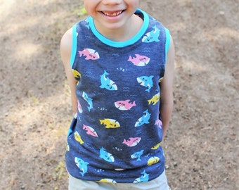 Shark Tee, Shark Shirt, Sharks Tank, Shark Tank Top, Boy Muscle Tank, Baby Beach Outfit, Toddler Tank, Shark Baby Outfit, Boy Shark Clothes