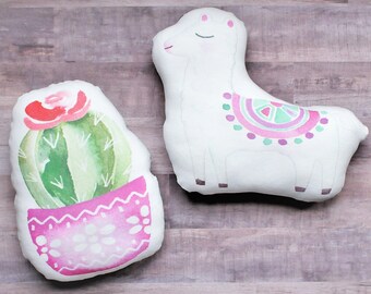 Llama Plushie, Succulent Plushie, Cactus Plushie, Llama Baby Gift, Organic Pillows, Cactus Decor, Llama Decor, Llama Nursery, Baby Shower