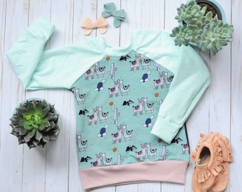 Llama Sweater, Llama Baby Outfit, Llama Toddler Shirt, Cactus Baby Outfit, Cactus Shirt, Baby Cactus Shirt, Mint Baby Outfit, Baby Gift, Sun