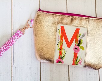 Monogram Clutch, Monogrammed Clutch, Diaper Clutch, Floral Diaper Clutch, Wristlet, Personalized Clutch, Baby Shower Gift, Mother's Day Gift