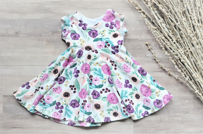 Baby Dress Purple Floral Dress Baby Girl Gift Baby Girl Outfit Twirl Dress Baby Girl Dress Newborn Dress Floral Dress Toddler Dress