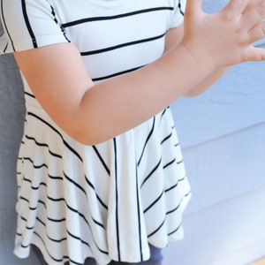 Girl's Peplum, Monochromatic, Striped Shirt, Baby Peplum, Black and White, Baby Basics, Todder Peplum, Striped Baby Top, Baby Shower Gift image 5