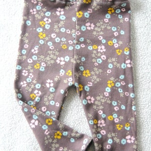 ORGANIC Floral Baby Leggings, Cotton Knit, Newborn, Infant, Toddler, Girls, Pink, Brown, Mint, Mustard, Tiny Floral, Baby Outfit, Gift, Fall image 2