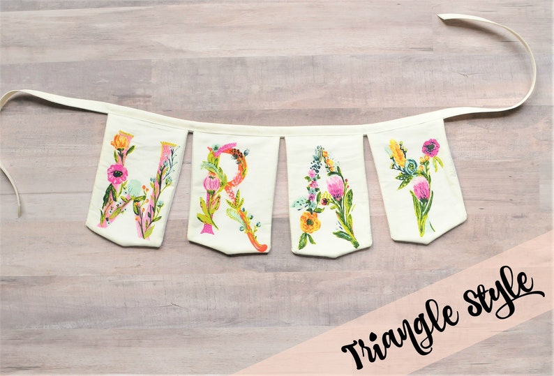 Name Banner, Floral Name Banner, Custom Bunting, Personalized Christmas Gift, Baby Shower, Happy Birthday, Nursery, Wedding Gift, Cake Smash image 6