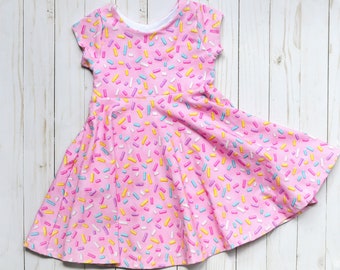 Donut Dress, Donut Baby Girl, Donut Birthday, Birthday Dress, Baby Dress, Twirl Dress, Pink Dress, Sprinkles Dress, Donut Baby Girl Gift