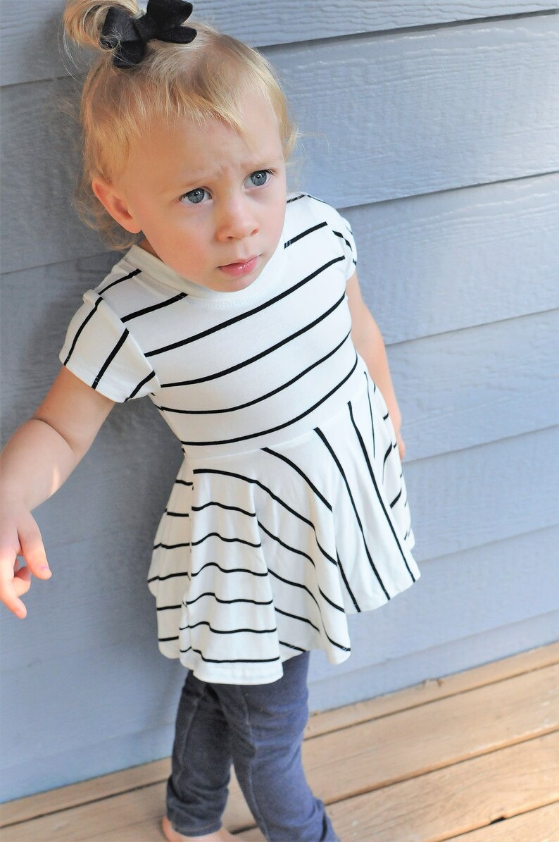 Girl's Peplum, Monochromatic, Striped Shirt, Baby Peplum, Black and White, Baby Basics, Todder Peplum, Striped Baby Top, Baby Shower Gift image 4