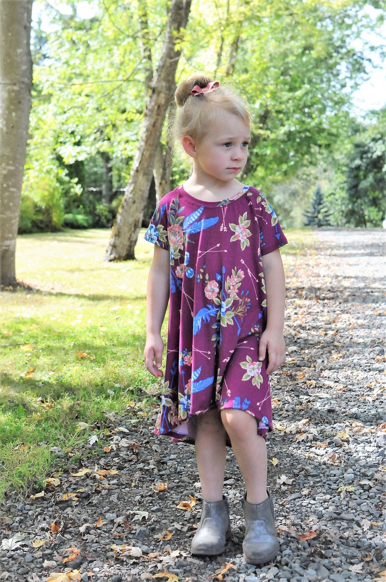 Boho Dress, Fall Dress, Boho Baby Girl, Feathers Dress, Fall Girl Clothes, Floral Dress, Floral Baby Girl, Swing Dress, Thanksgiving Dress image 2