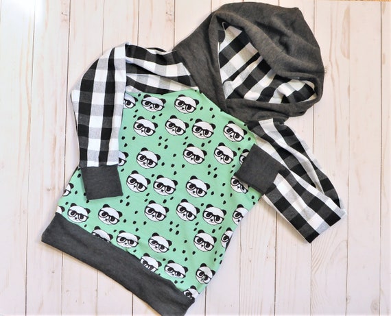 Panda Hoodie, Panda Boy Outfit, Toddler Hoodie, Hipster Baby