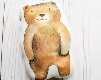 Bear Plushie, Bear Pillow, Baby Plushie, Organic Plushie, Baby Bear Gift, Bear Baby Shower, Bear Baby Stuffie, Bear Baby Theme, Brown Bear