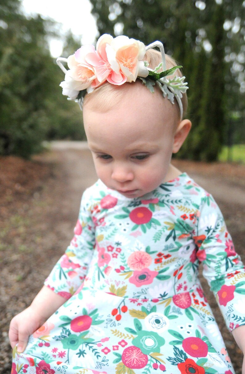 Easter Floral Dress Easter Dress Mint Floral Dress Baby Etsy