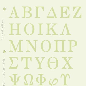 Griechisches Alphabet Schablone, 21 cm x 28 cm