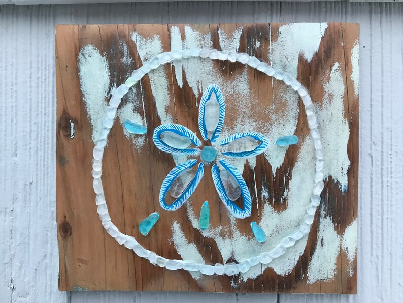 Sea Glass Sand Dollar Wall Art Hand Painted Sand Dollar Beach Decor Beach Signs On Wood Coastal Bathroom Decor Sand Dollar Wall Hanging