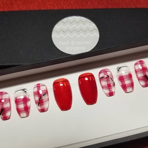Picnic Time | Summer Nails | Ant Nails | Jelly Nails | Glass Nails | Plaid Nails | Press on Nails | False Nails | Nails | Fake Nails