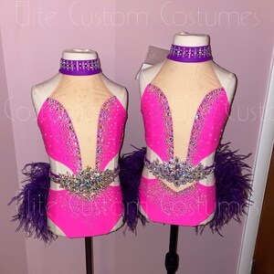 Custom Dance Costume Hot Pink Purple Sassy Jazz Leotard With - Etsy