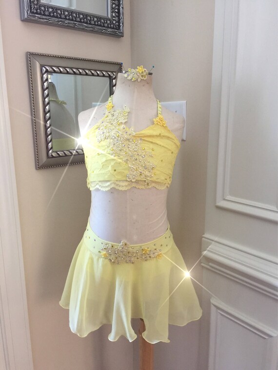 2 Piece Custom Lyrical Dance CostumeSunshine Yellow with
