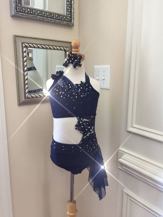 2 Piece Custom Lyrical Dance CostumeNavy Blue with appliques Etsy