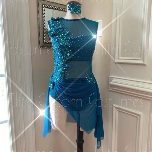 Freesiacustom Silver Lyrical Dance Costume With Lace Etsy