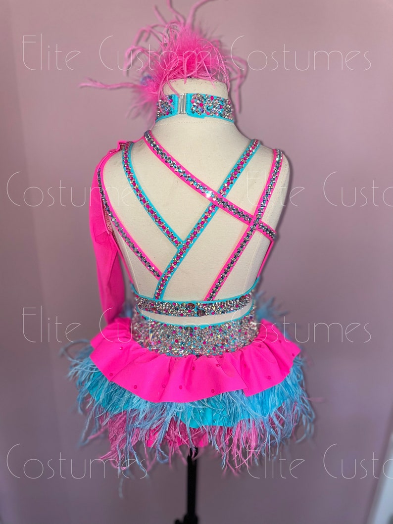 Custom Dance Costume Sassy Jazz Hot Pink Blue 2 Piece With Etsy
