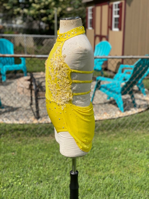 Custom Dance Costume Yellow Lyrical Leotard with Chiffon Skirt — Elite
