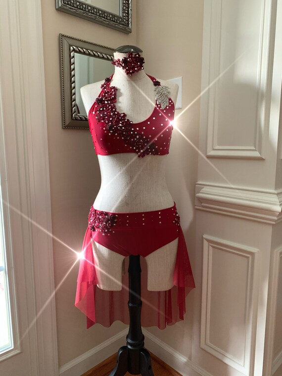 red lyrical dance costumes