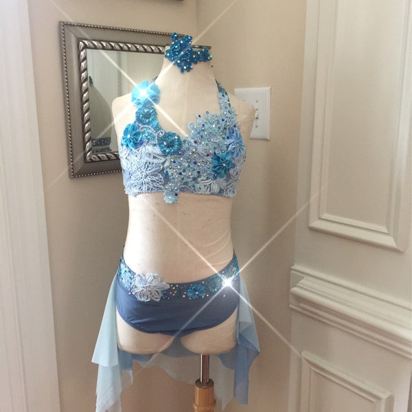 Custom Dance Costume 2 PC Lyrical Jazz Contemporary set with full or partial skirt