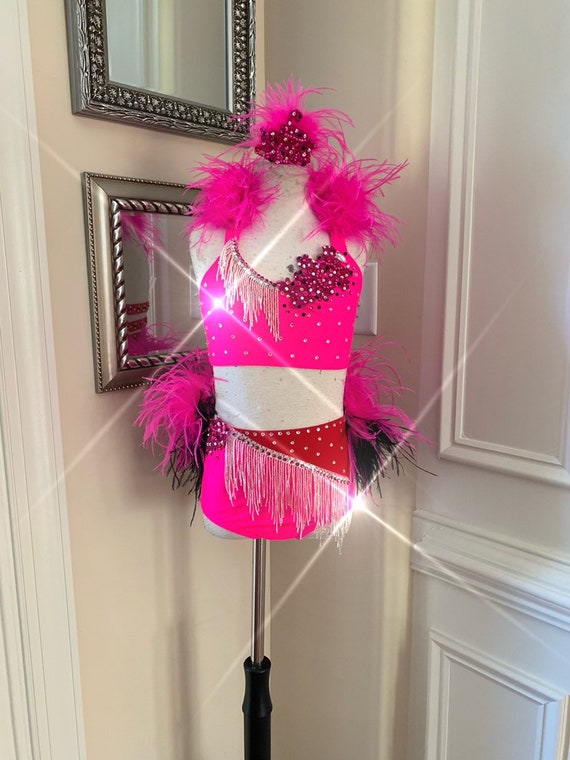 or Custom Dance Costume Jazz Musical Theater with Feathers Fringe