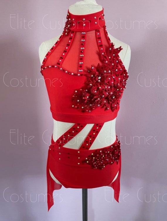 Custom Dance Costume Red 2 Piece Lyrical Contemporary Jazz Etsy