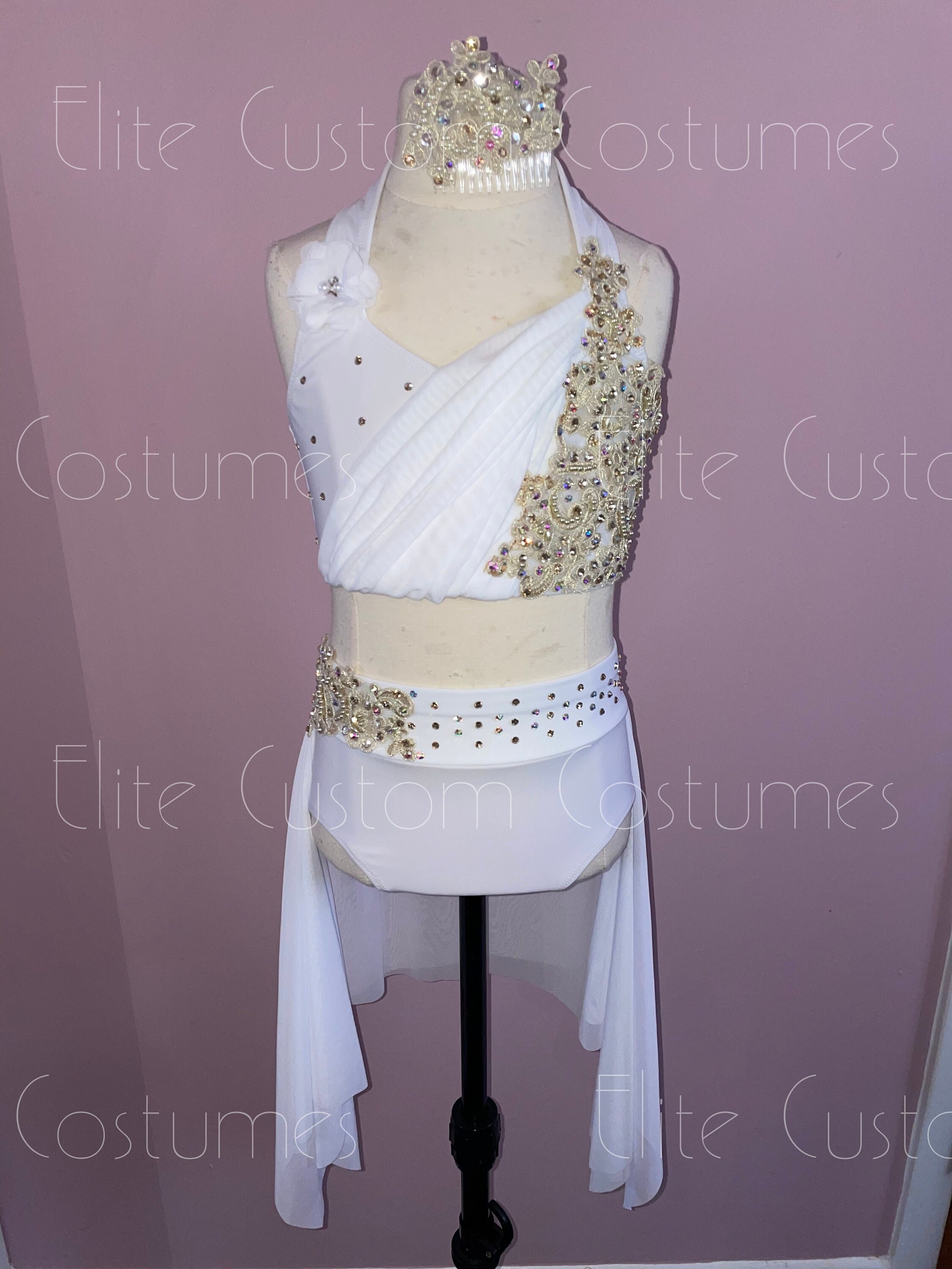 Custom Dance Costume Lyrical Contemporary White Gold 2 Piece - Etsy Denmark