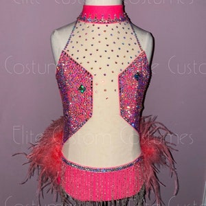 Custom Dance Costume Jazz Musical Theater Leotard with Ostrich Feathers