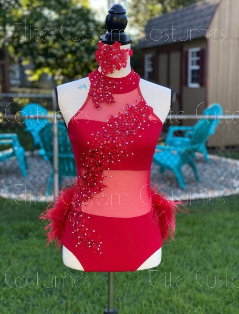 Custom Dance Costume with Feathers Jazz Musical Theater Tap 