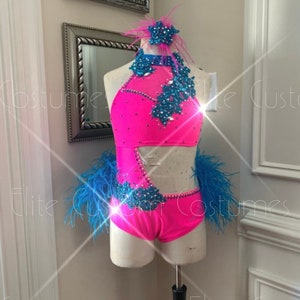 Custom Dance Costume Jazz Musical Theater Once Piece with feathers