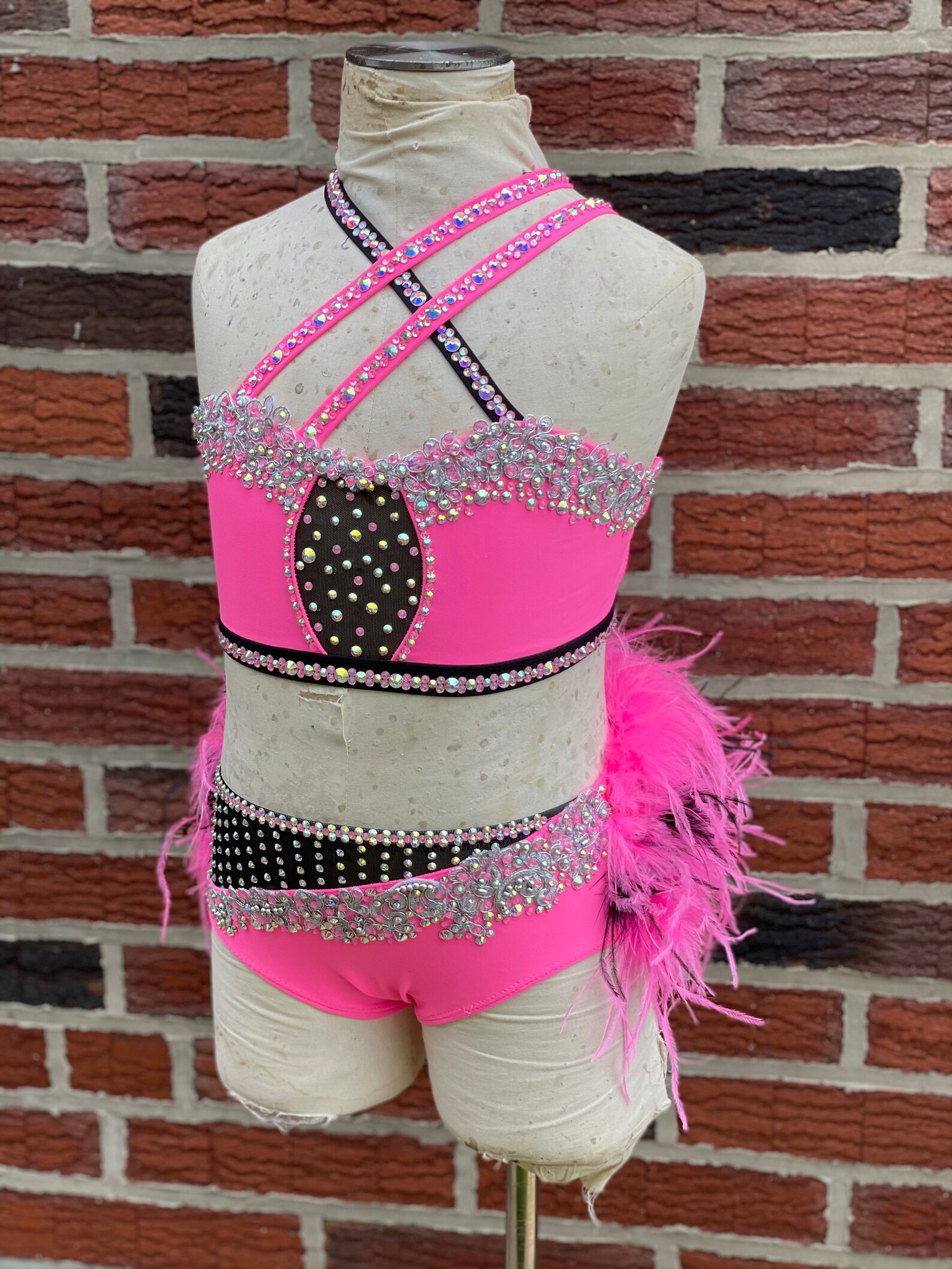 Custom Dance Costume Hot Pink and Black 2 Piece Jazz/musical | Etsy