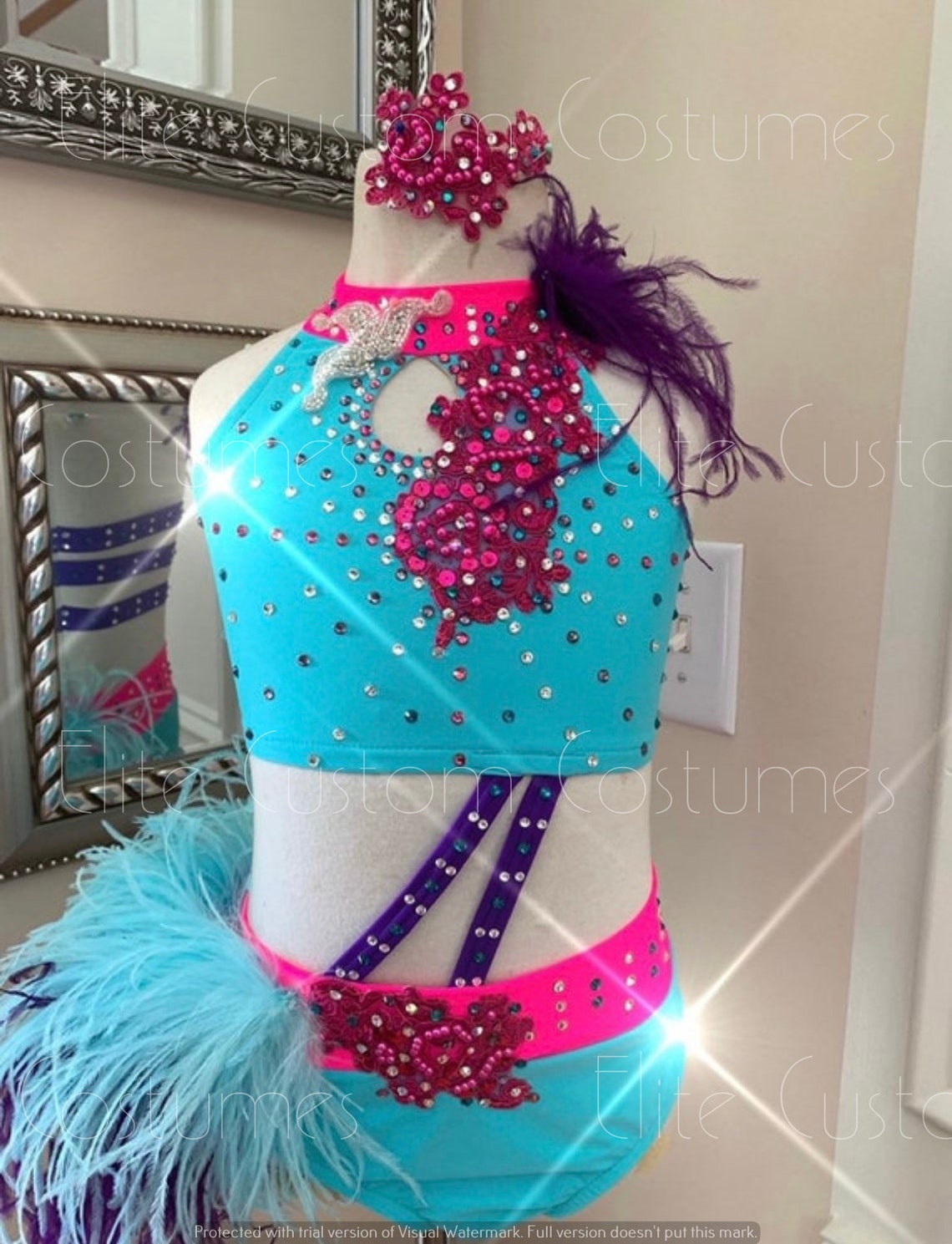 Custom Dance Costume Jazz Musical Theater With Ostrich Bustle Etsy