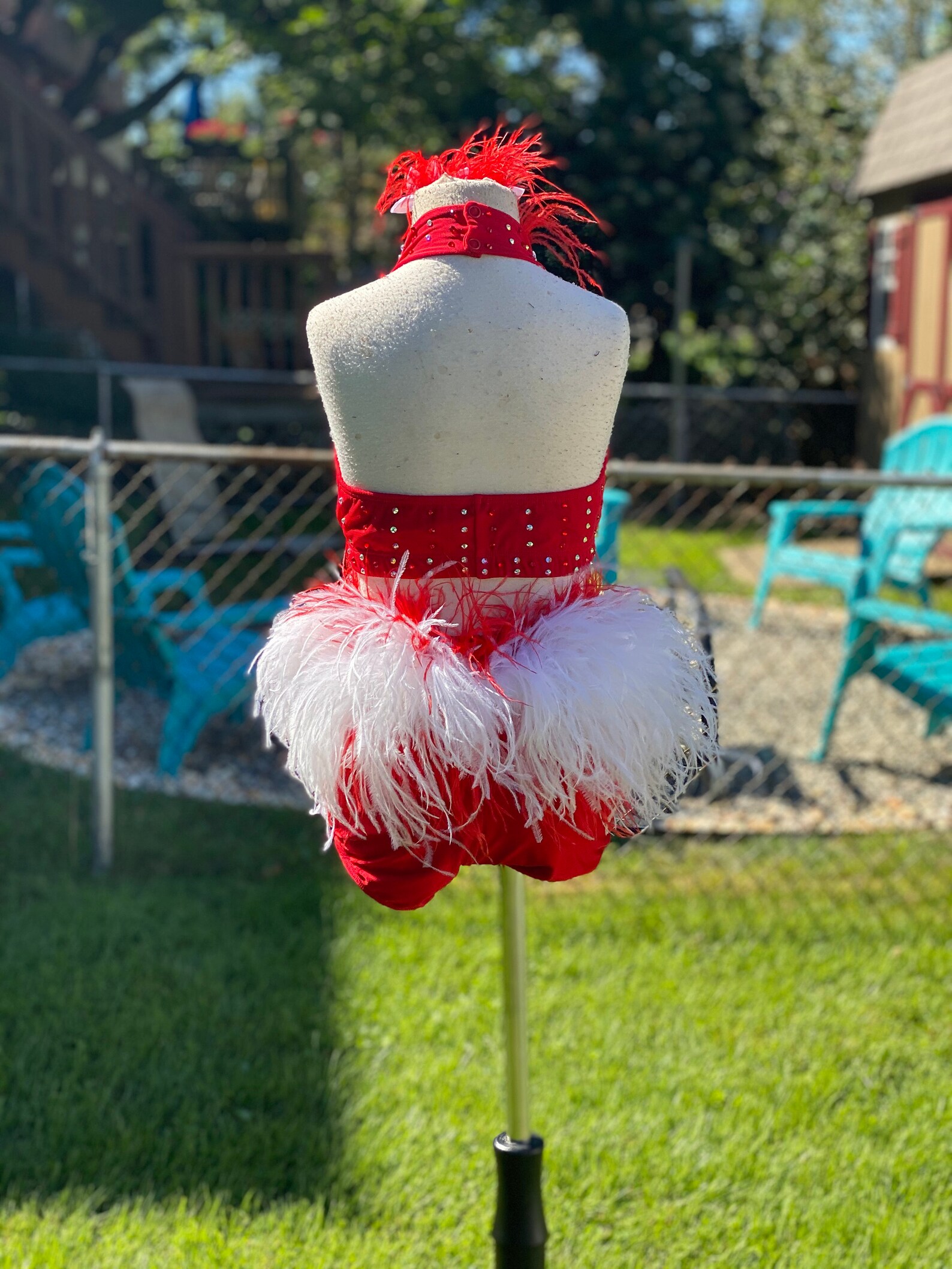 Custom Dance Costume Red 2 Piece Jazz With Twotoned Feathers Etsy Canada