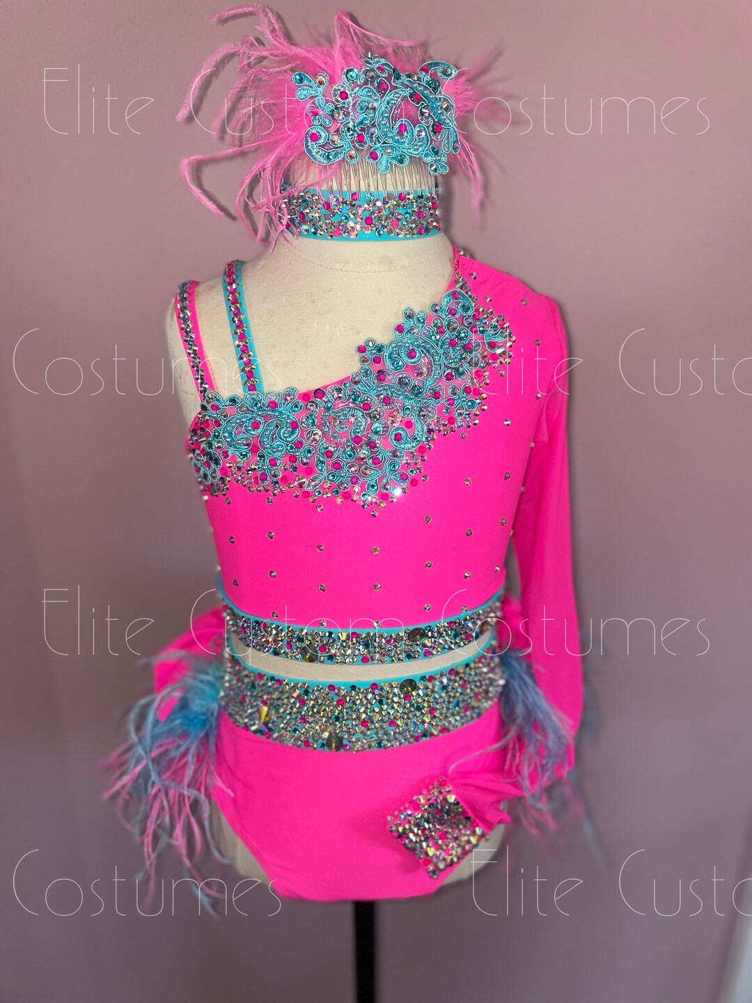 Custom Dance Costume Sassy Jazz Hot Pink Blue 2 Piece With - Etsy