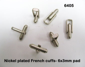 Vintage French cuff links pair swivel back with 3x6mm bar pad nickel plated 6405