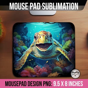 Colorful Sea Turtle Mousepad Sublimation Design PNG, Under the Sea PNG, Cute Sea Turtle png, Ocean Life Tortoise png, Gift for Turtle Lover