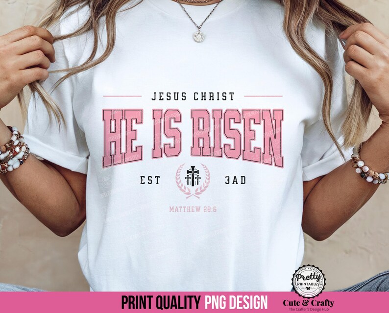 He is Risen Shirt PNG/SVG Sublimation Design, He is Risen Shirt, Matthew 28 6, Resurrection svg, Easter Jesus Shirt, Easter Sweatshirt png image 1