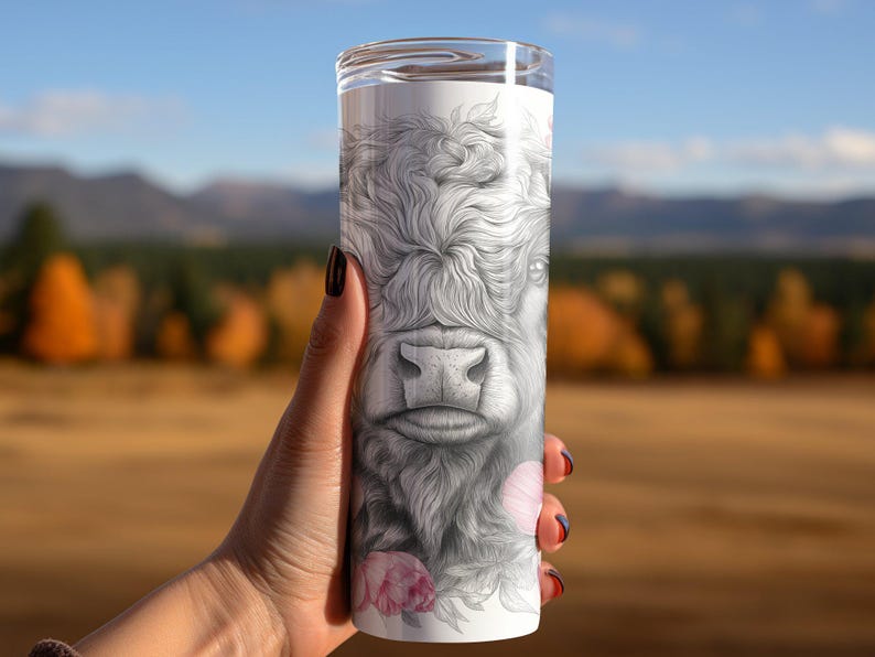 Highland Cow Tumbler Wrap: Pink Black 20 Oz Sublimation Design PNG ...
