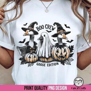 Halloween Goose PNG: Shirt Design, Boo Crew PNG, Halloween Shirt Sublimation, Halloween Crew png, Retro Halloween PNG, Pumpkin Ghost Goose