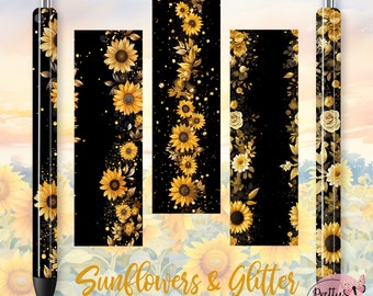 Sunflower Glitter Pen Wraps: Fall Pen Wraps, Pen Wrap Bundle, Waterslide Pen Wrap, Autumn Pen Wraps, Pen Wraps Waterslides, Epoxy Pen Wraps