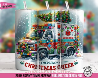 Christmas Paramedic EMT Tumbler Wrap: 20oz Ambulance PNG Sublimation Design, Emergency Medical Tumbler, Paramedic EMT Gift, Ambulance Driver